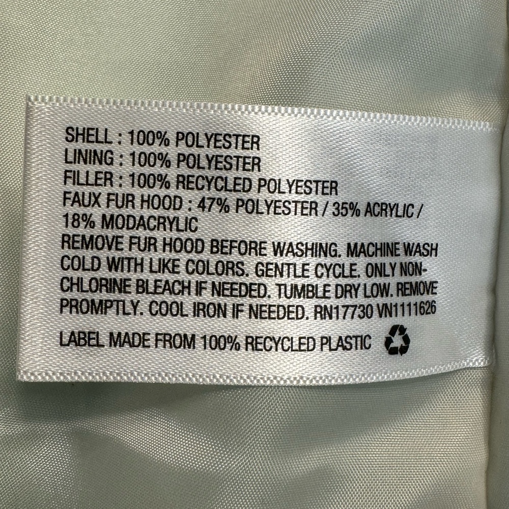 Cat & Jack Girls Heavy Pea Coat Removable Fur Trim Mint Green Size 7/8 - Picture 8 of 11